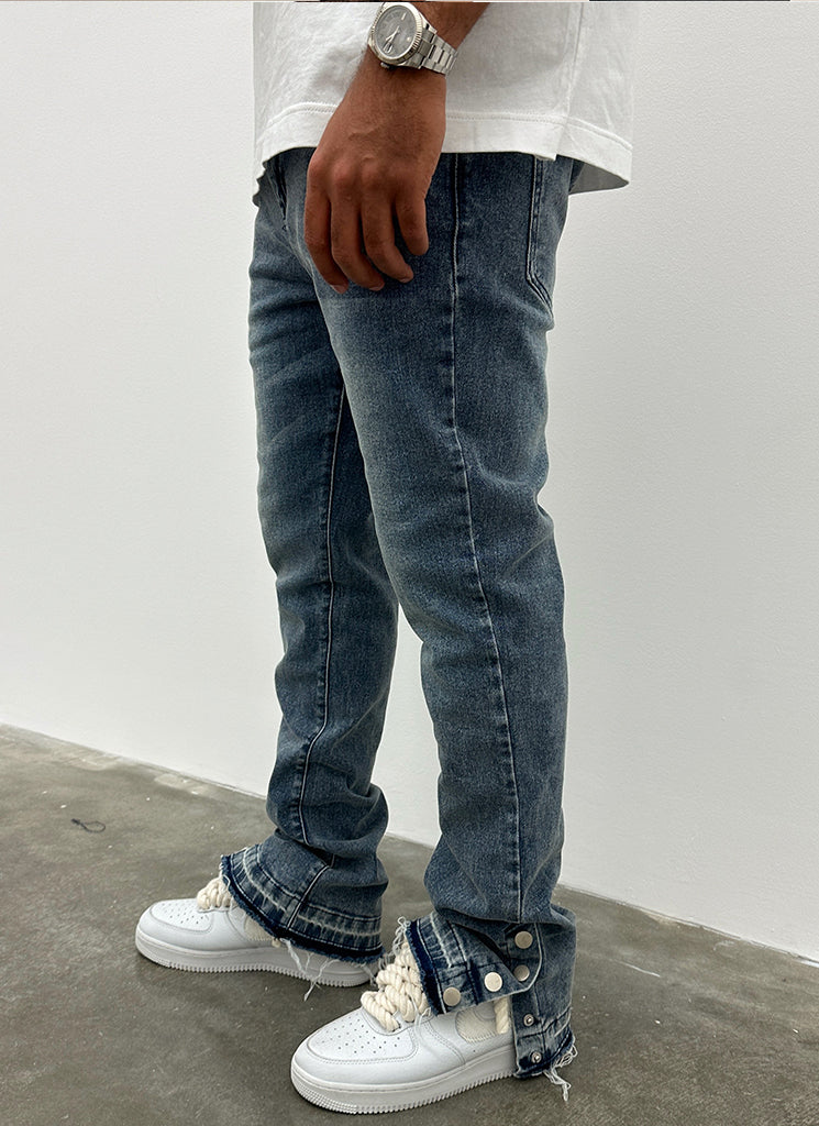 Vintage Flare Snapper Jeans - Blue