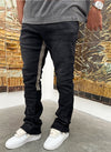 Vintage Flare Paint Jeans - Black