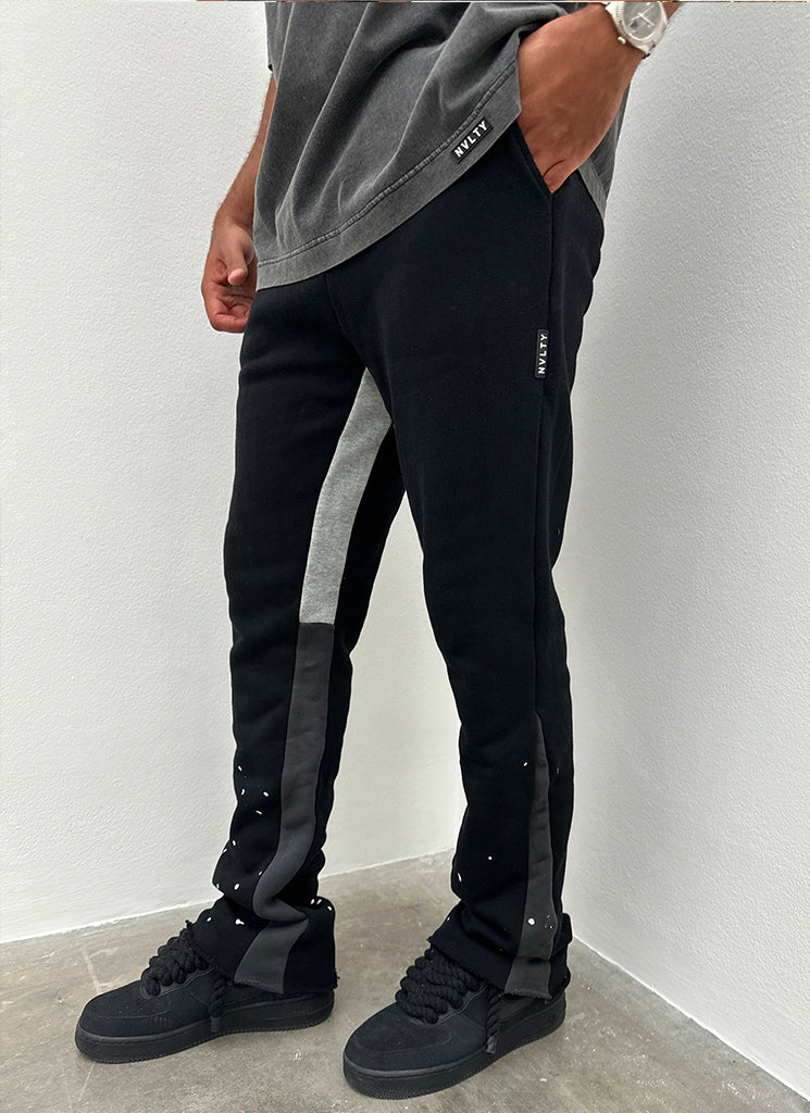 Vintage Flare Paint Joggers - Black