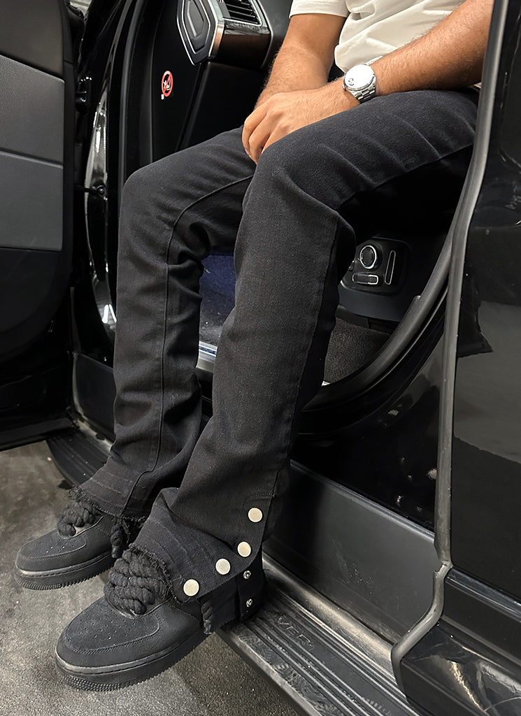Vintage Flare Snapper Jeans – Schwarz