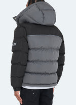 Dual Tone Puffer Jacket - Charcoal Grey/Black