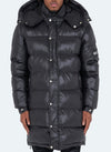 Long Shiny Puffer Jacket - Black