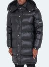 Long Shiny Puffer Jacket - Black