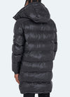 Long Shiny Puffer Jacket - Black