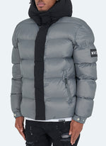 Center Tone Puffer Jacket - Charcoal Grey/Black