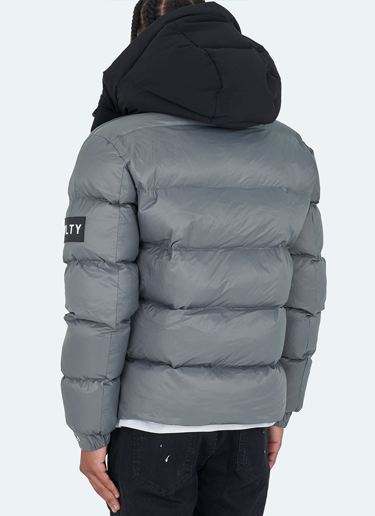 Center Tone Puffer Jacket - Charcoal Grey/Black