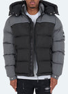 Dual Tone Puffer Jacket - Black/Grey