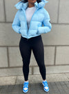 Shiny Puffer Jacket - Baby Blue