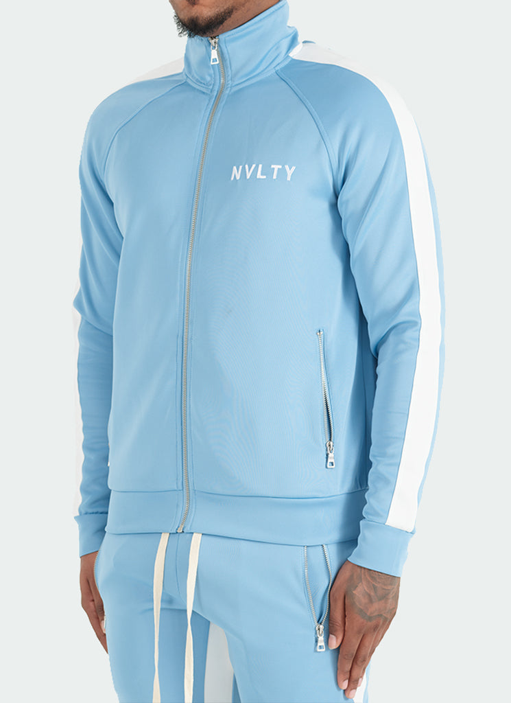 Veste de survêtement à panneaux - Bleu bébé/Blanc