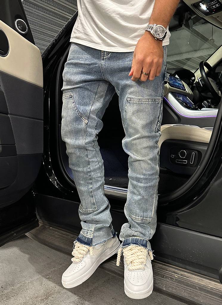 Vintage-Flare-Carpenter-Jeans – Blau 
