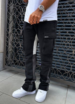 Vintage Flare Cargo Joggers - Black