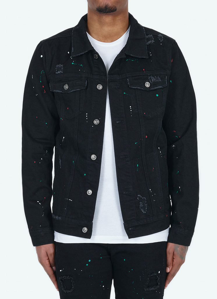 Veste en jean peinture - Noir