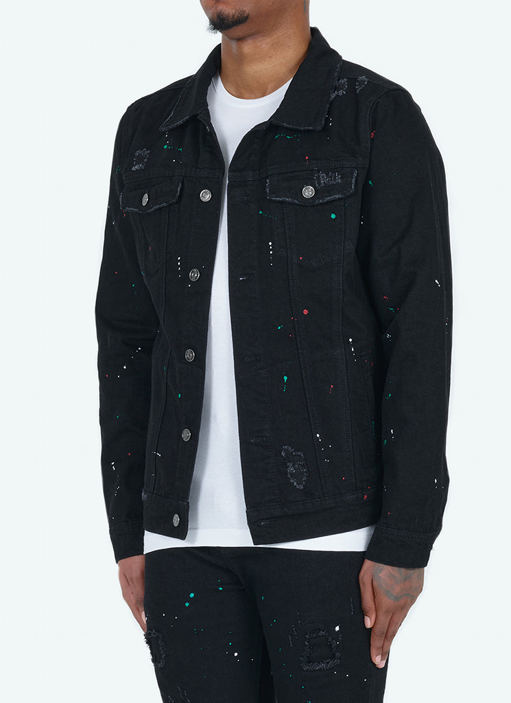 Veste en jean peinture - Noir