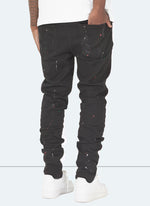 Patchwork Paint Jeans - Black