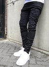 Patchwork-Lackjeans – Schwarz