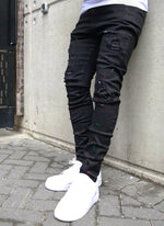 Patchwork-Lackjeans – Schwarz