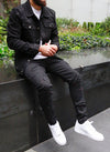 Patchwork-Lackjeans – Schwarz