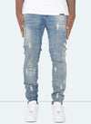 Distressed Paint Jeans - Blue