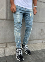 Distressed Paint Jeans - Blue