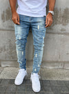 Distressed Paint Jeans - Blue