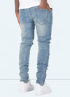 Distressed Paint Jeans - Blue