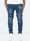 Patchwork Paint Jeans - Dark Blue