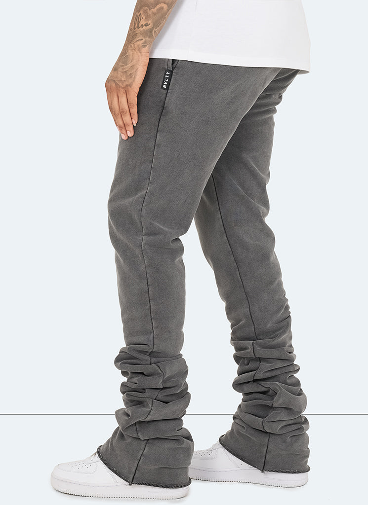 Vintage Stacked Joggers - Washed Black