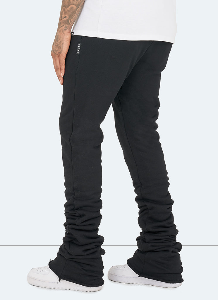 Vintage Stacked Joggers - Black