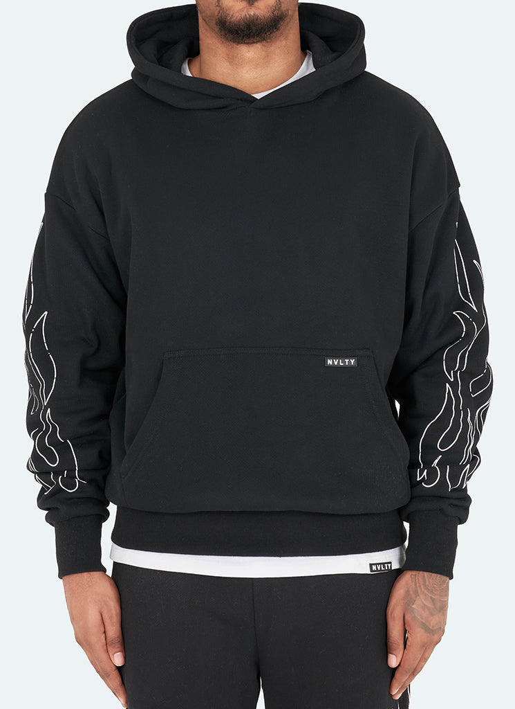 Vintage Flame Hoodie - Black