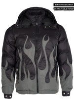 Flame Puffer Jacket - Black