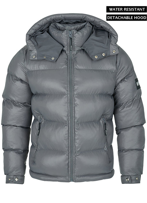 Shiny Puffer Jacket - Charcoal Grey