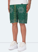 Paisley Mesh Shorts - Green