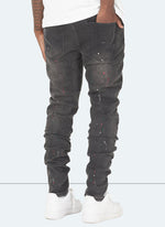 Patchwork Paint Jeans - Grey