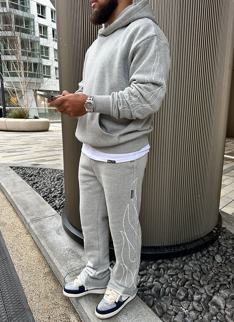 Vintage Flare Flame Joggers - Grey