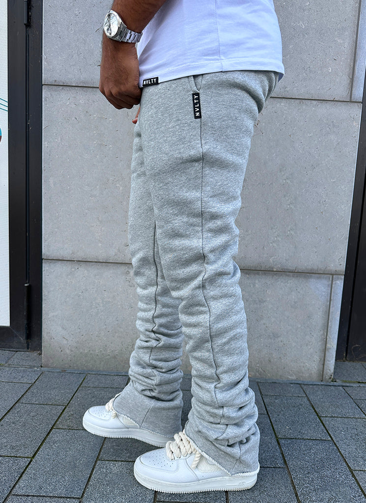 Grey stacked joggers sale