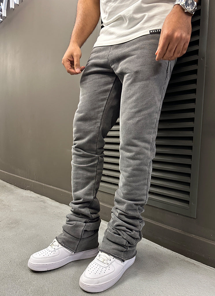 Vintage Stacked Joggers - Washed Black