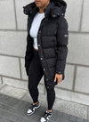 Long Paint Puffer Jacket - Black