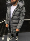 Long Paint Puffer Jacket - Charcoal Grey