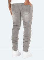 Repaired Paint Jeans - Light Grey