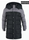 Long Dual Tone Puffer Jacket - Black/Grey