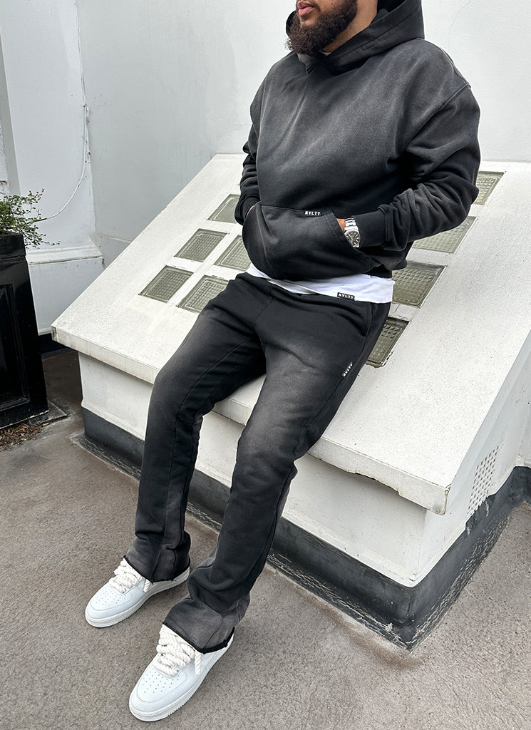 Vintage Flare Sunfaded Jogginghose - Schwarz 