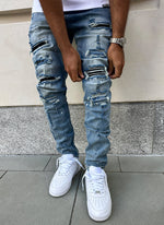 Repaired Paint Jeans - Light Blue