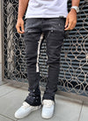 Vintage Flare Carpenter Paint Jeans - Black