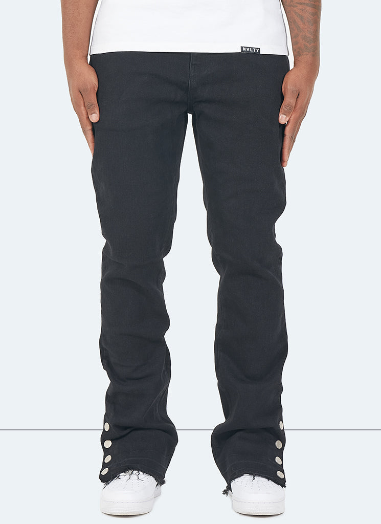 Vintage Flare Snapper Jeans – Schwarz