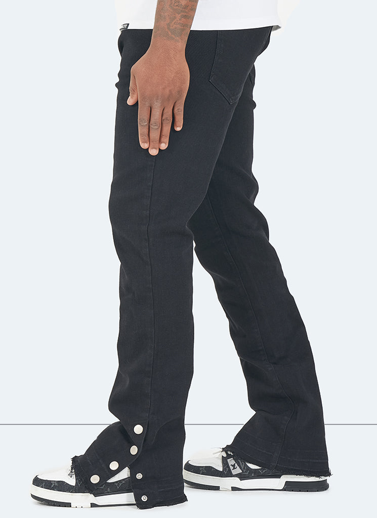 Vintage Flare Snapper Jeans – Schwarz