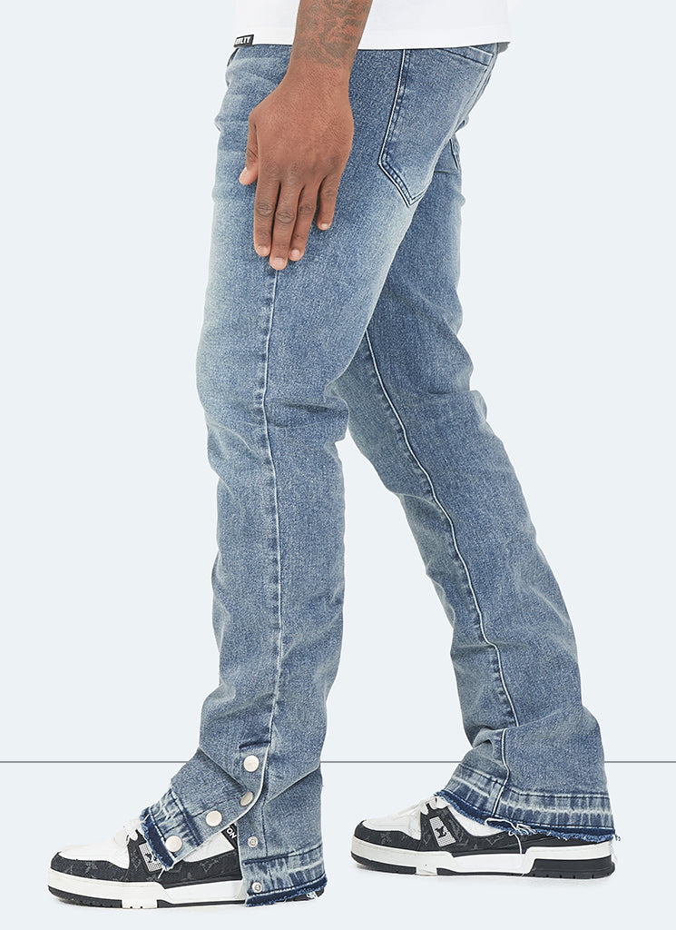 Vintage Flare Snapper Jeans - Blue