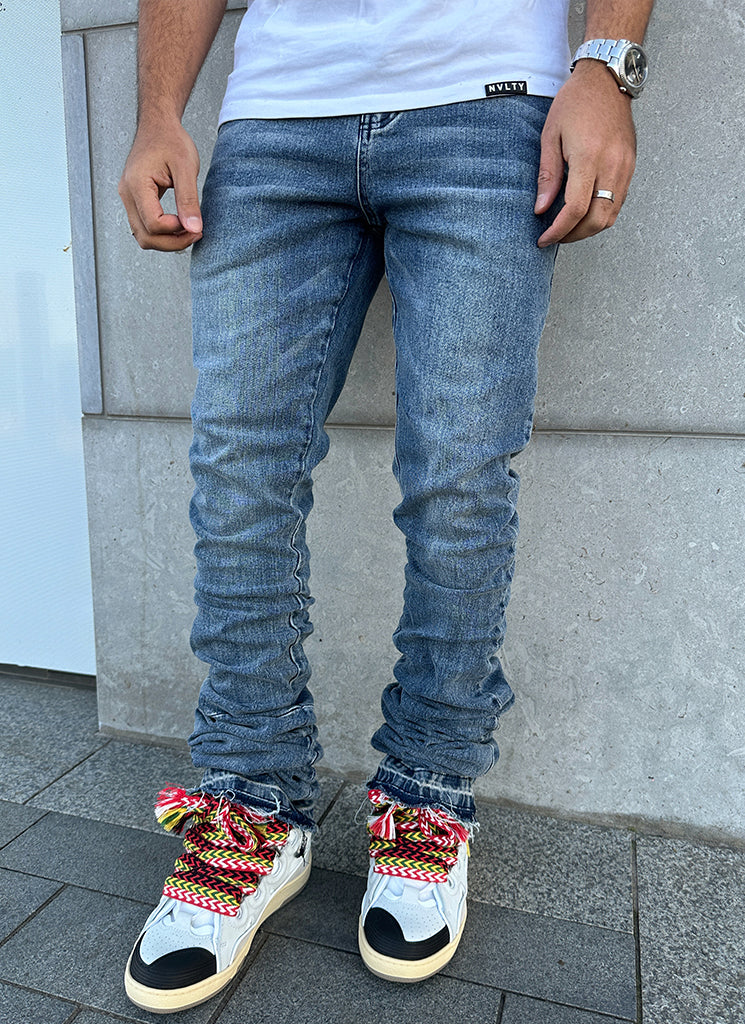 Jean empilé vintage - Bleu