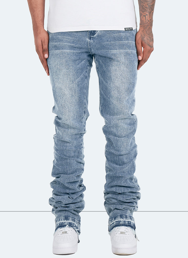 Jean empilé vintage - Bleu