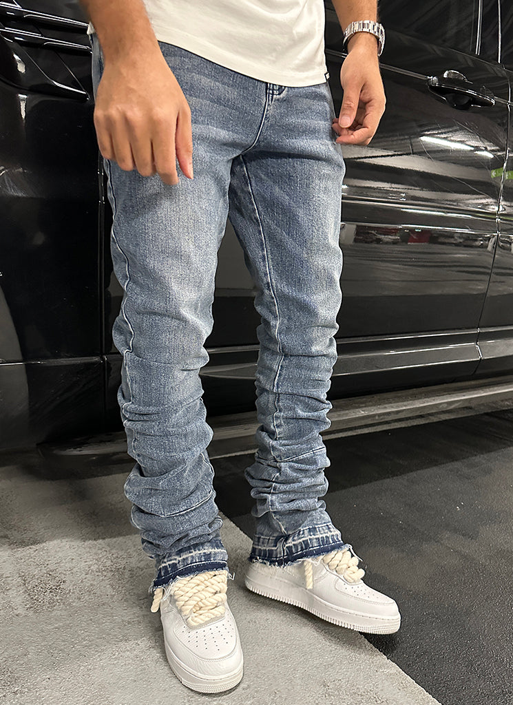 Jean empilé vintage - Bleu