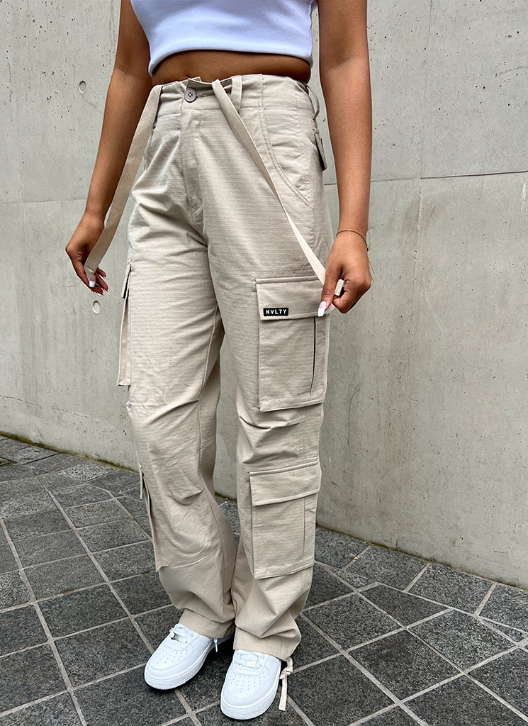 Vintage Cargohose mit weitem Bein – Stein